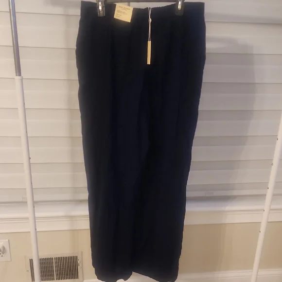 Max Studio Dark Blue Linen Blend Wide Leg Pants Size XL - Picture 4 of 5